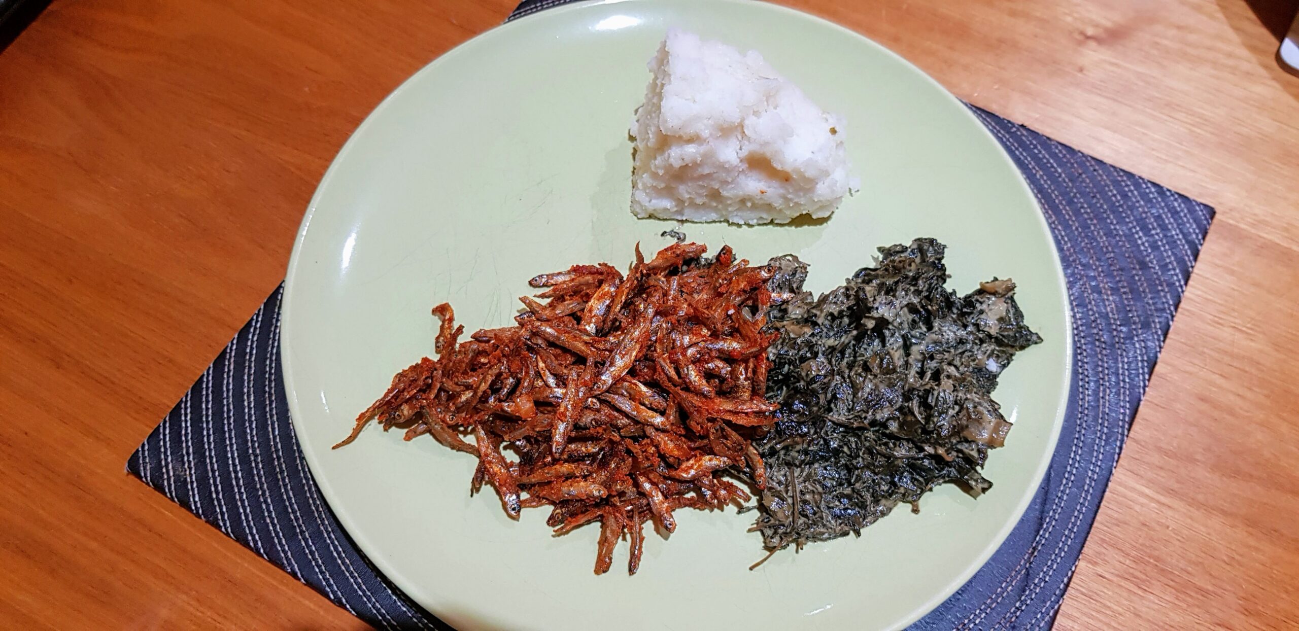 Omena, vegetables and ugali — the everyday meal built around Lake Victoria's small fish